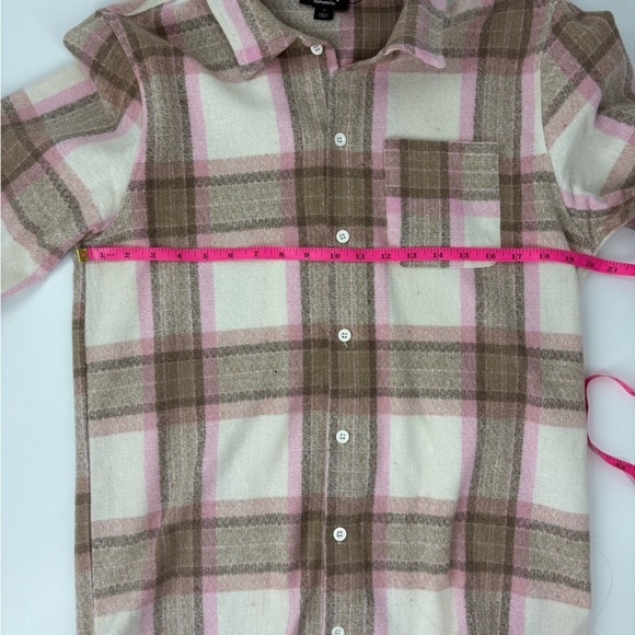 Boohoo Men's Pink and Brown Plaid Shirt Jacket - Picture 9 of 11